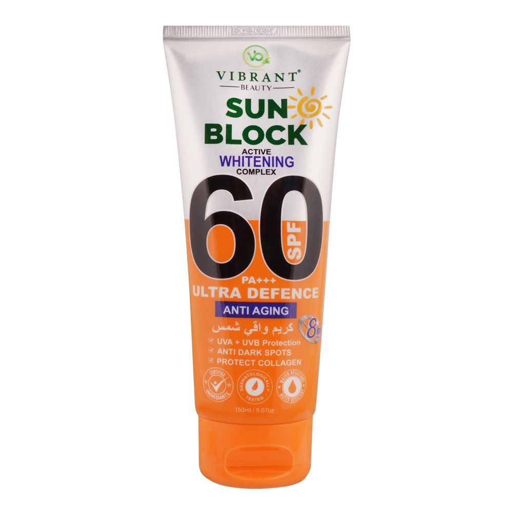Vibrant Beauty Sun Block Anti Aging Ultra Defence, SPF60, 150ml - Front View