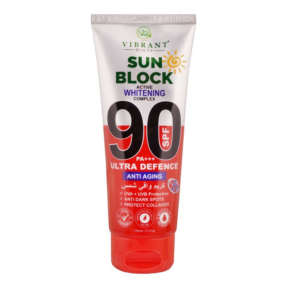 Vibrant Beauty Sun Block Anti Aging Ultra Defence, SPF90, 150ml - Front View