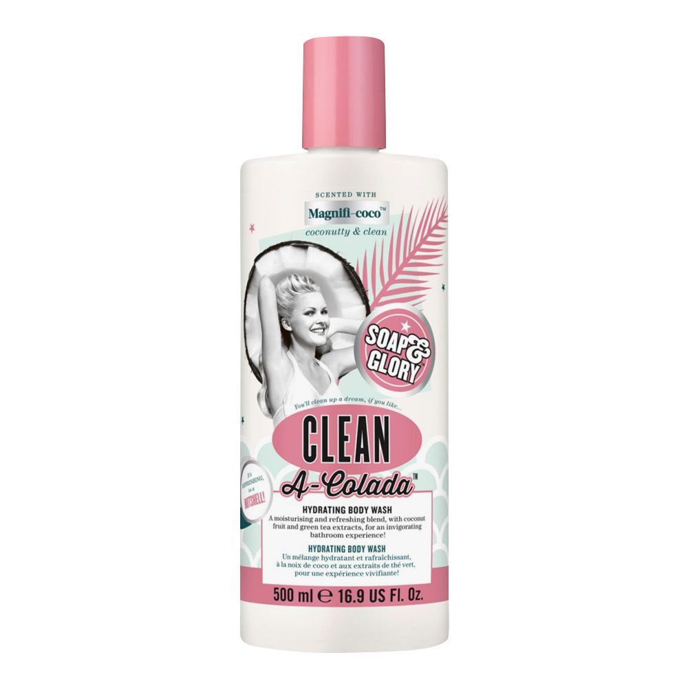 Soap & Glory Clean A-Colada Hydrating Body Wash, 500ml - Front View