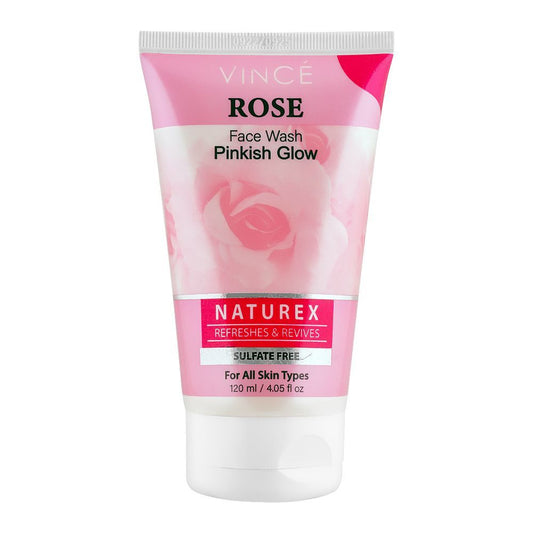 Vince Face Wash Rose Pinkish Glow Naturex Refreshes & Revives, 120ml - Front View