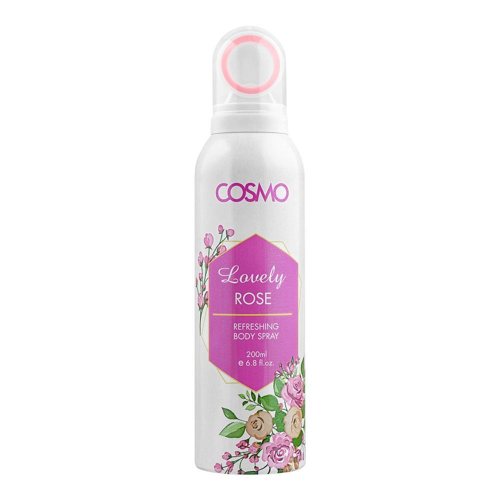 Cosmo Lovely Rose Refreshing Body Spray, 200ml - Front View