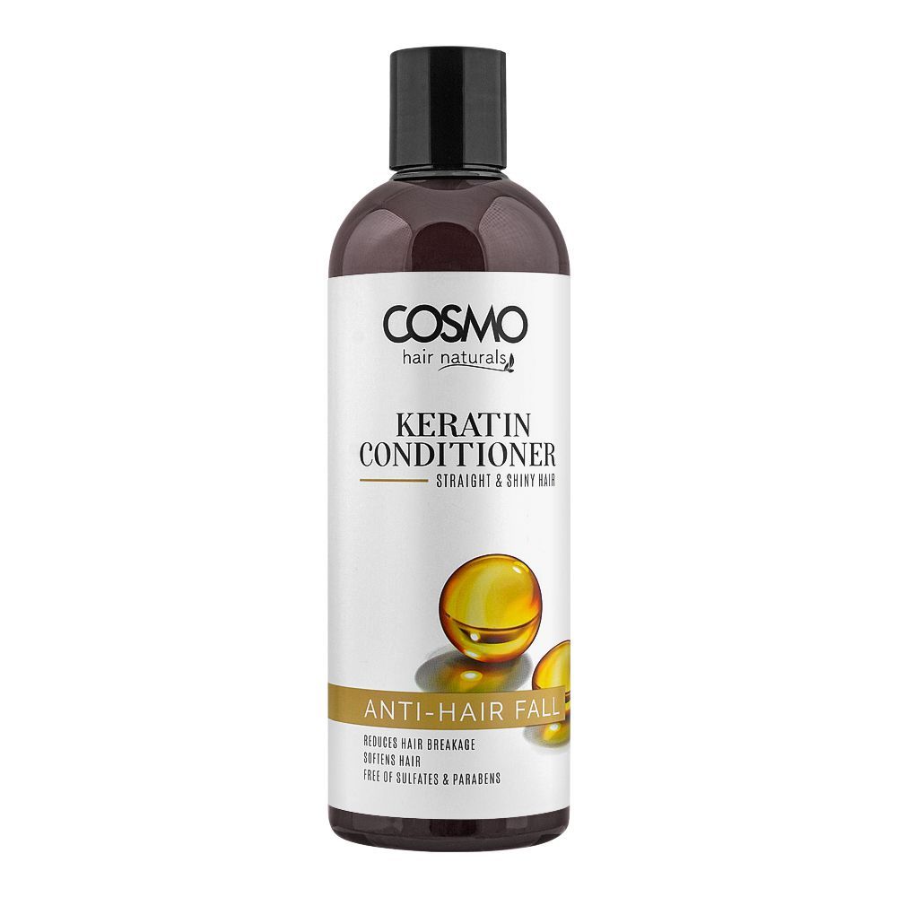 Cosmo Hair Naturals Anti-Hair Fall Keratin Conditioner, Straight & Shiny Hair, Reduces Hair Breakage, 480ml - Front View