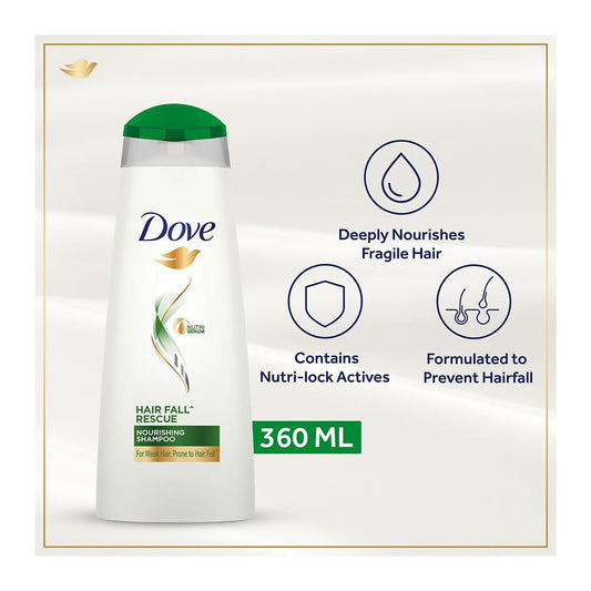 Dove Hair Fall Rescue Nourishing Shampoo, For Weak Hair, 360ml - Front View
