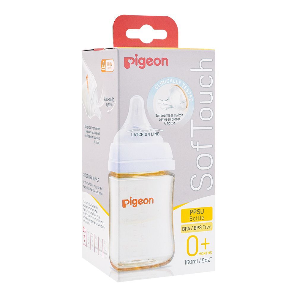 Pigeon Soft Touch Anti-Colic Wide Neck PPSU Bottle 160ml, A-79438 - Front View