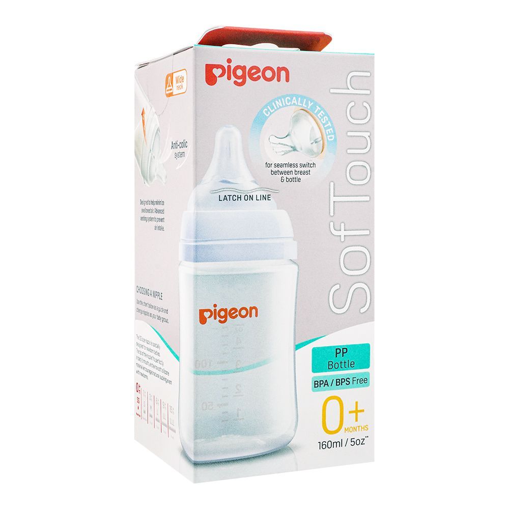 Pigeon Soft Touch Anti-Colic Wide Neck PP Bottle, 160ml, A-79452 - Front View