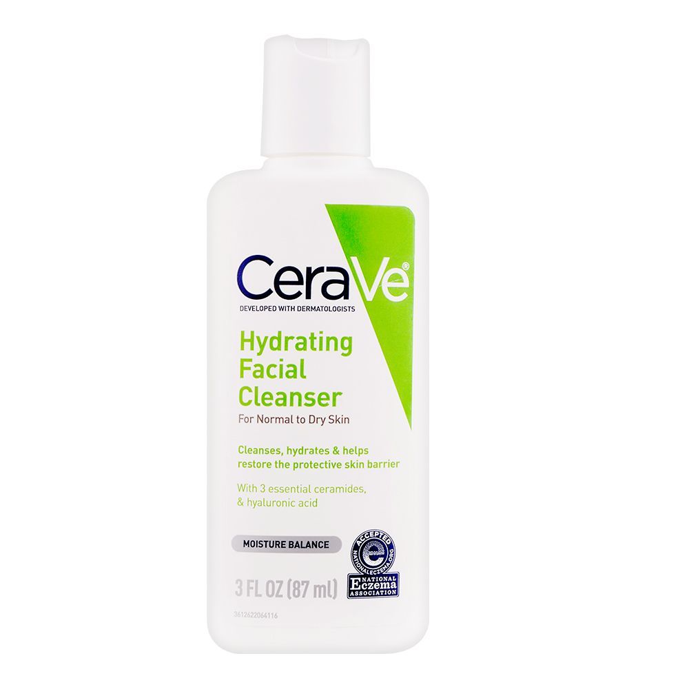 CeraVe Hydrating Facial Cleanser, Moisture Balance, For Normal To Dry Skin, 87ml - Front View