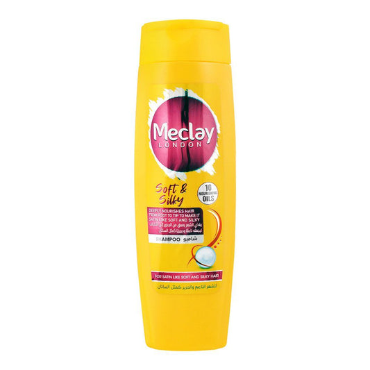 Meclay London 10 Nourishing Oils Soft & Silky Shampoo, For Satin Like Soft & Silky Hair, 360ml - Front View