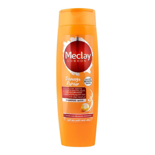 Meclay London Calcium Keratin Biotin Damage Repair Shampoo, Stops Hair Breakage Instantly, 360ml - Front View