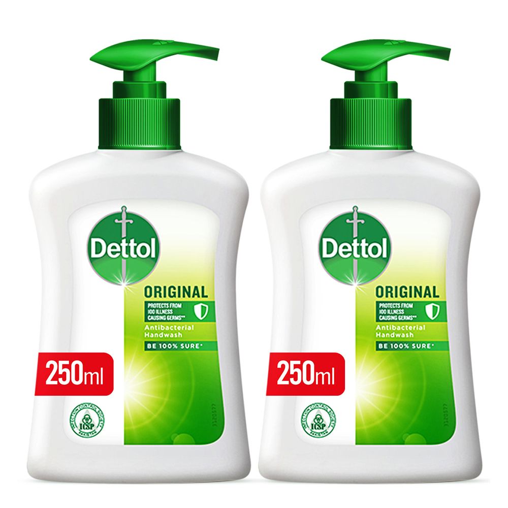 Dettol Original Anti-Bacterial PH-Balanced Hand Wash, 2x 250ml - Front View