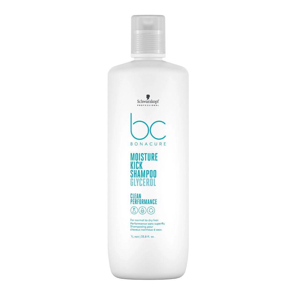 Schwarzkopf BC Bonacure Moisture Kick Glycerol Normal To Dry Hair Shampoo, For Normal To Dry Hair, 1 Liter - Front View