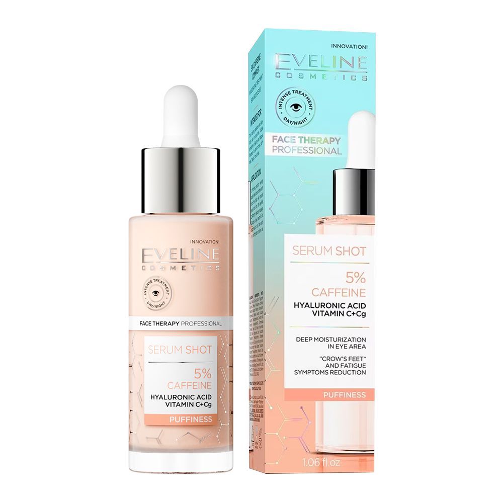 Eveline 5% Caffeine Hyaluronic Acid Vitamin C + CG Serum Shot, 30ml - Front View