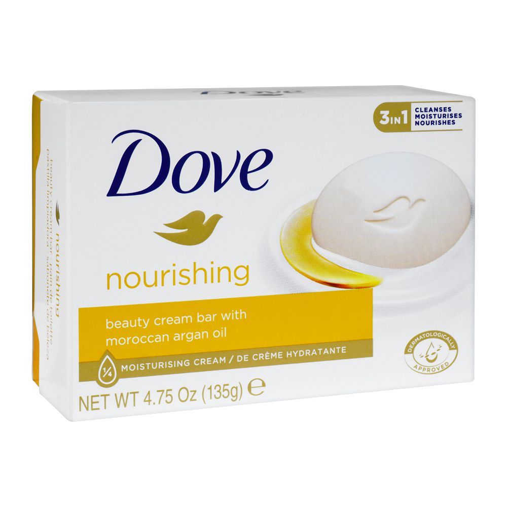Dove Nourishing Soap, With Moroccan Argan Oil, 135g - Front View