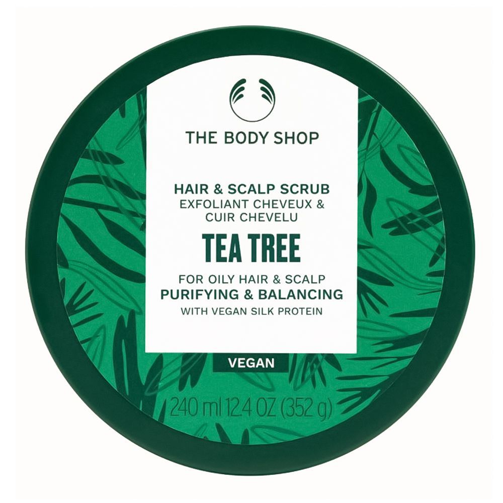 The Body Shop Tea Tree Vegan Hair & Scalp Scrub, For Oily Hair & Scalp, 240ml - Front View