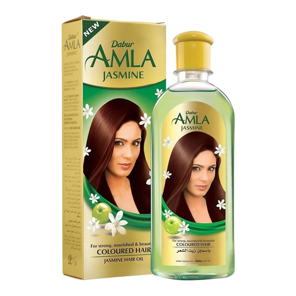 Dabur Amla Jasmine Hair Oil, For Strong, Nourished & Beautiful Colored Hair, 200ml - Front View