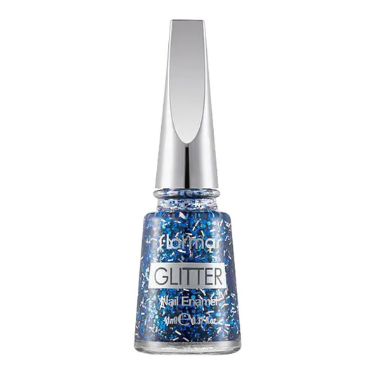 Flormar Glitter Nail Enamel, GL07 Sapphire Shine, 11ml - Front View