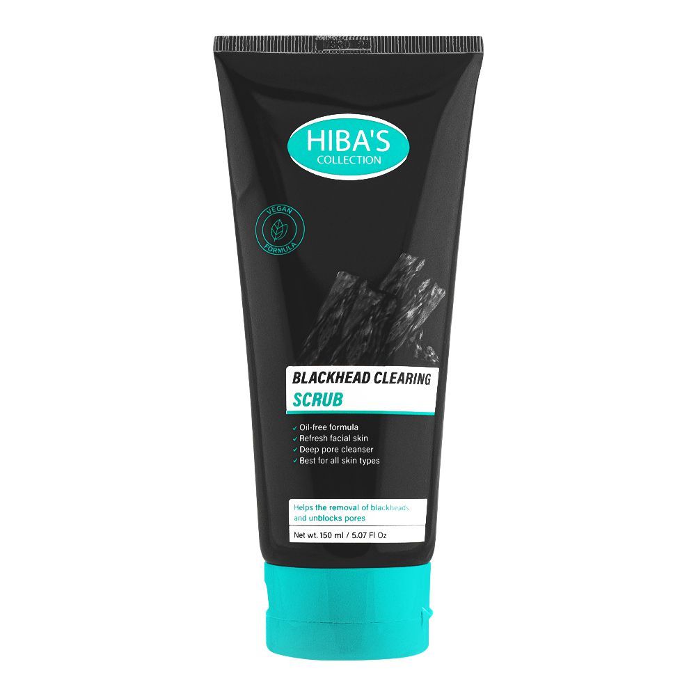 Hiba's Collection Blackhead Clearing Scrub, For All Skin Types, 150ml - Front View