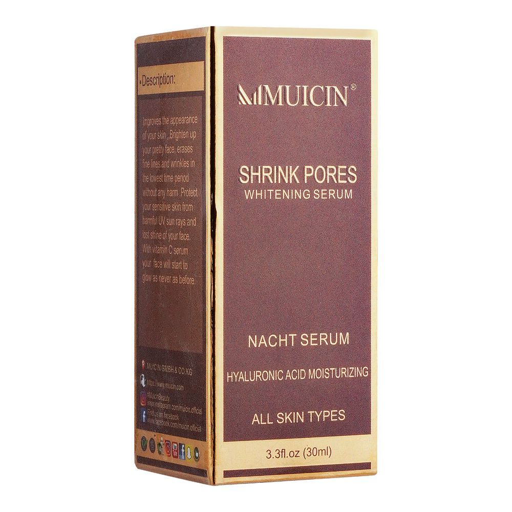 Muicin Shrink Pores Whitening Nacht Serum, 30ml - Front View