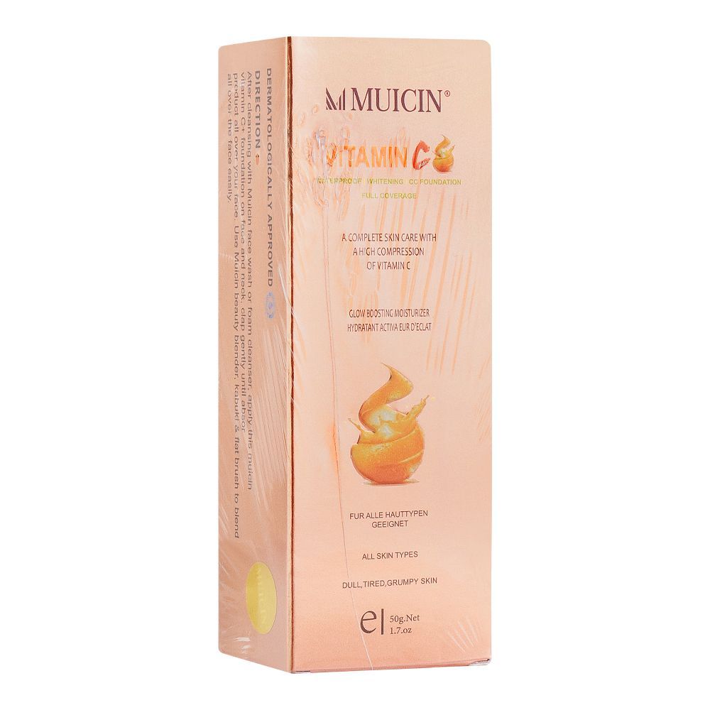 Muicin Vitamin C Waterproof Whitening CC Foundation, All Skin Types, 50g - Front View