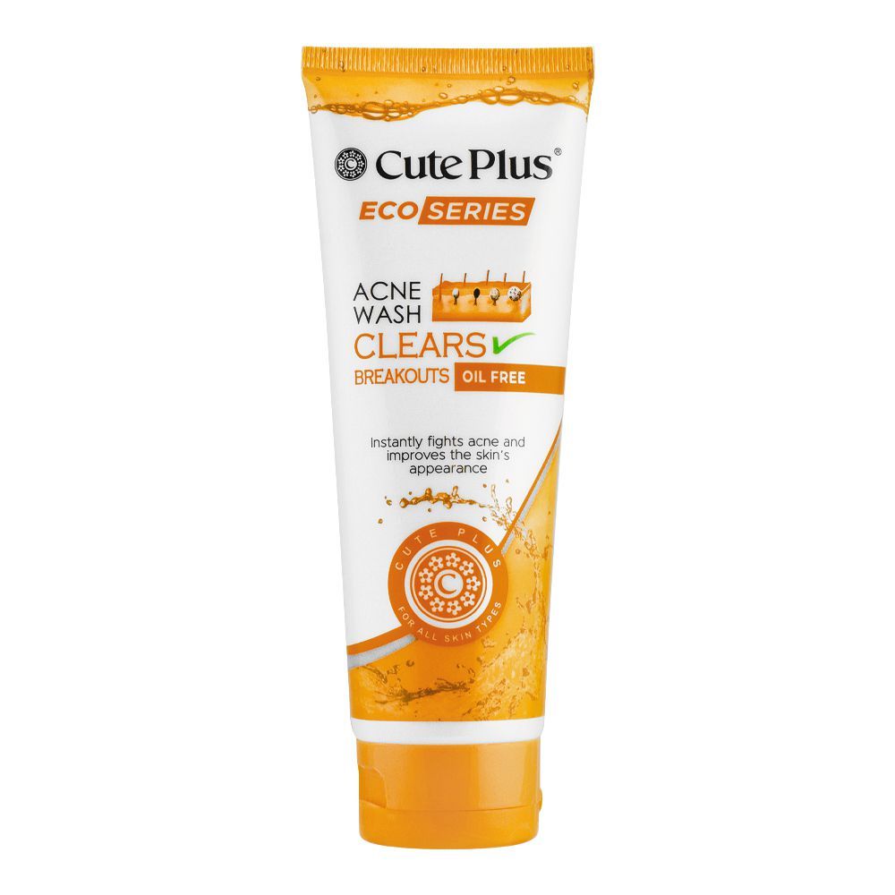 Cute Plus Eco Series Acne Wash Clears Breakouts Oil Free, For All Skin Types, 100ml - Front View