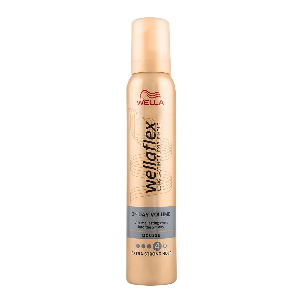 Wella Wellaflex 2nd Day Volume 4 Hair Mousse, Extra Strong Hold, 250ml - Front View