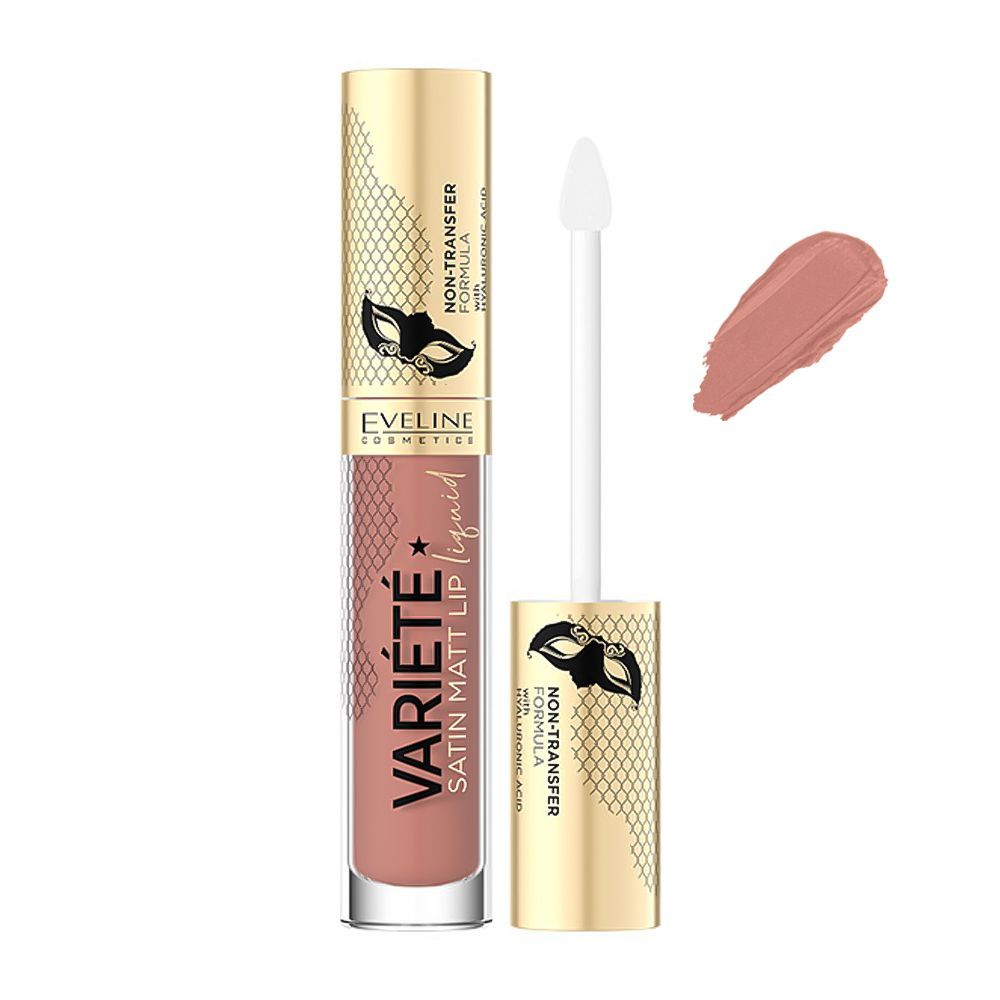 Eveline Variiete Satin Matt Lip Liquid Lipstick, 01 Caramel Cake - Front View