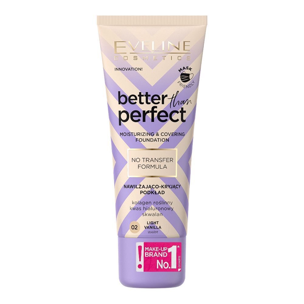 Eveline Better Than Perfect Moisturizing & Covering Foundation, 02 Light Vanilla, 30ml - Front View