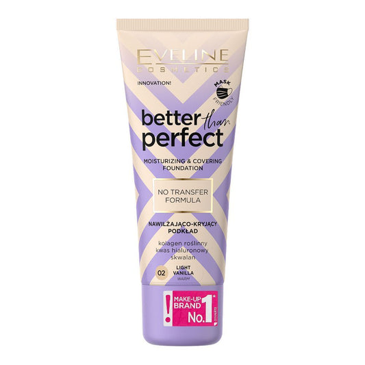 Eveline Better Than Perfect Moisturizing & Covering Foundation, 02 Light Vanilla, 30ml - Front View