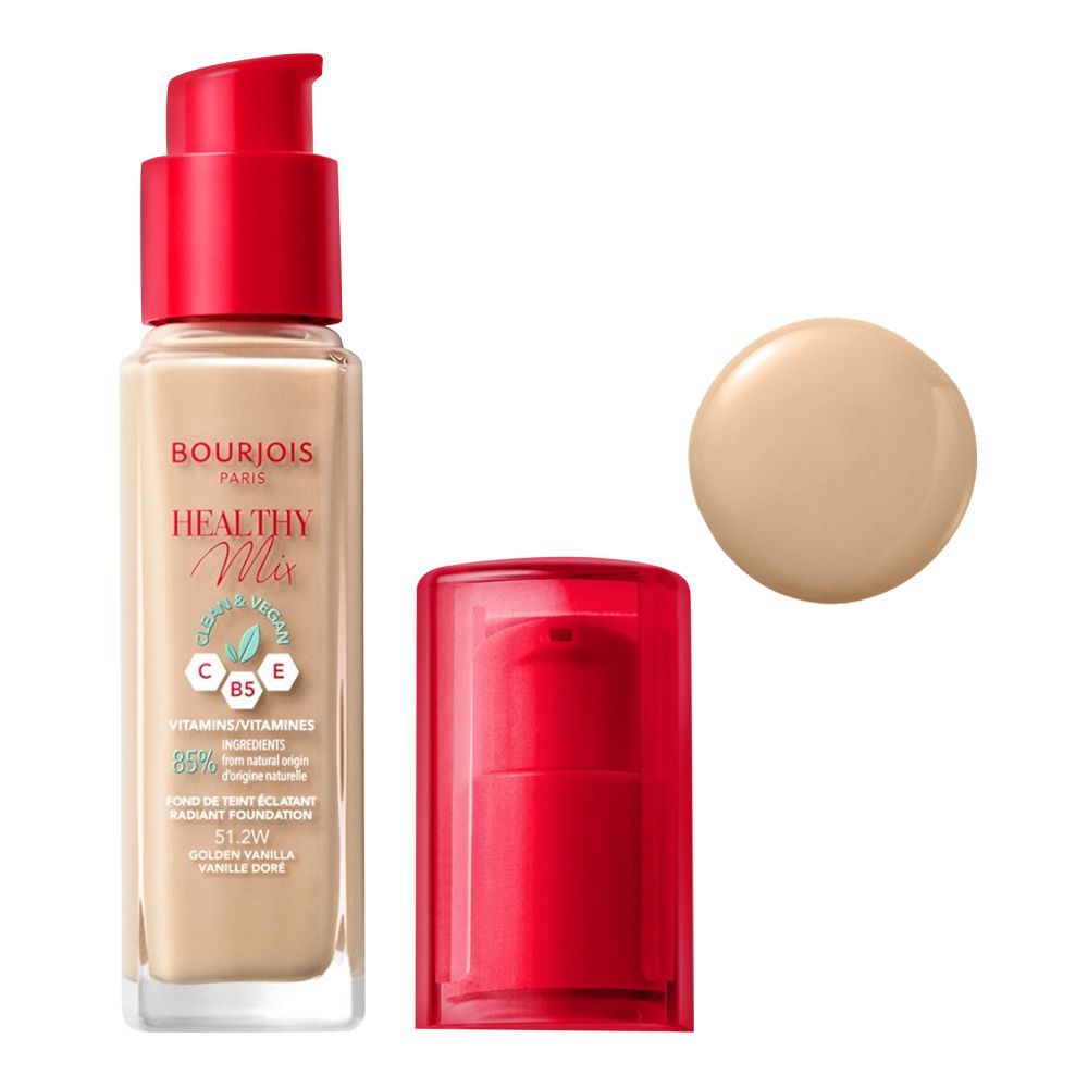 Bourjois Healthy Mix Clean & Vegan Foundation, 51.2W, Golden Vanilla, 30ml - Front View