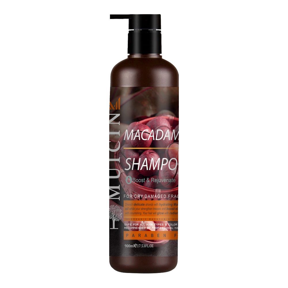 Muicin Macadamia Oil Boost & Rejuvenate Shampoo, For Dry, Damaged & Fragile Hair, 900ml - Front View