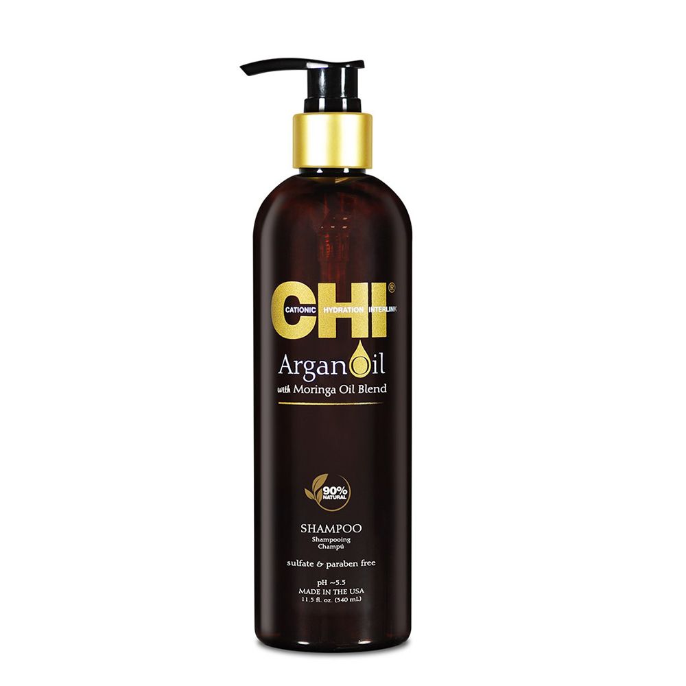 CHI Argan Oil Shampoo, Sulfate & Paraben Free, For Damaged Hair, 340ml - Front View