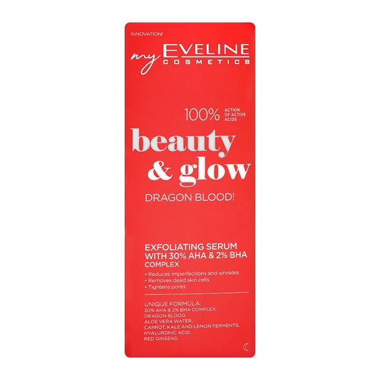 Eveline Beauty & Glow Dragon Blood! Exfoliating Serum With 30% AHA & 2% BHA Complex, 18ml - Front View