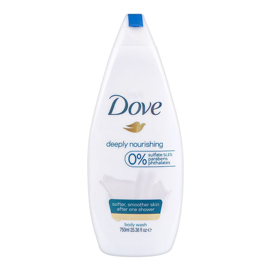 Dove Deeply Nourishing 0% Sulfate SLES Body Wash, 750ml - Front View