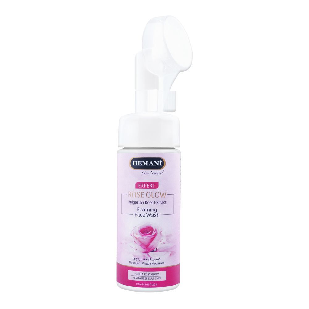 Hemani Expert Rose Glow Bulgarian Rose Extract Foaming Face Wash, 150ml - Front View