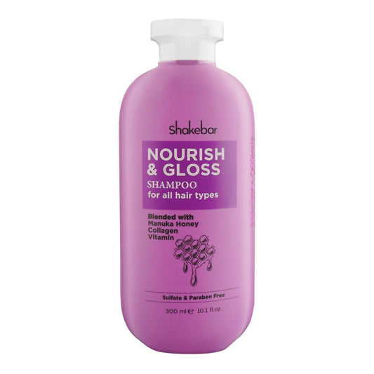 Shakebar Nourish & Gloss Sulfate & Paraben Free Shampoo, All Hair Types, 300ml - Front View
