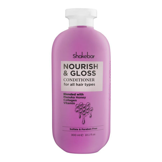 Shakebar Nourish & Gloss Sulfate & Paraben Free Conditioner, All Hair Types, 300ml - Front View