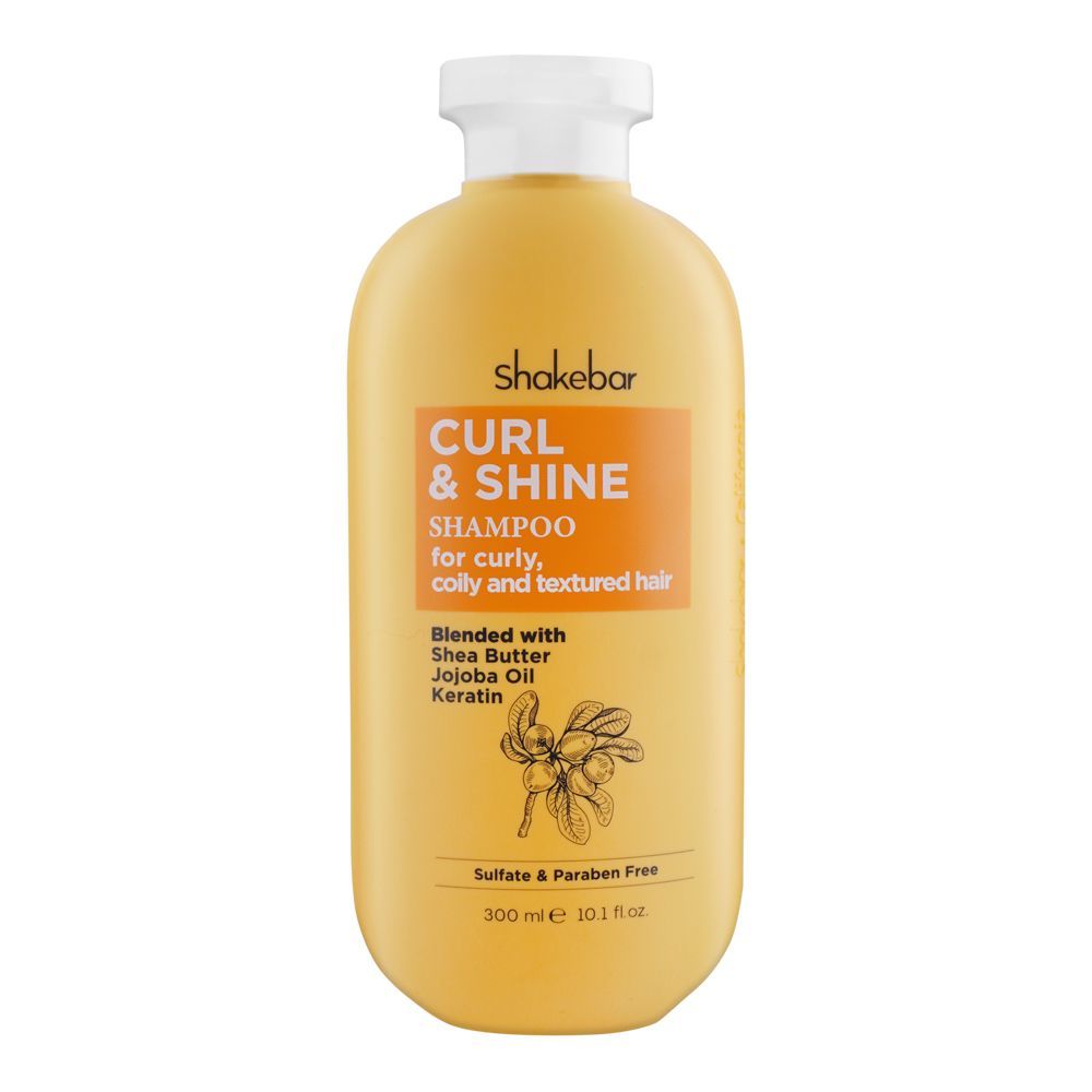 Shakebar Curl & Shine Sulfate & Paraben Free Shampoo, For Curly, Coily And Textured Hair, 300ml - Front View