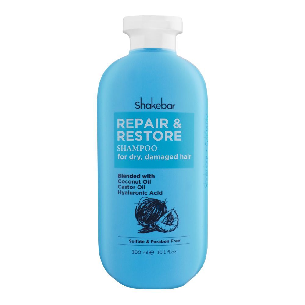 Shakebar Repair & Restore Sulfate & Paraben Free Shampoo, For Dry & Damaged Hair, 300ml - Front View