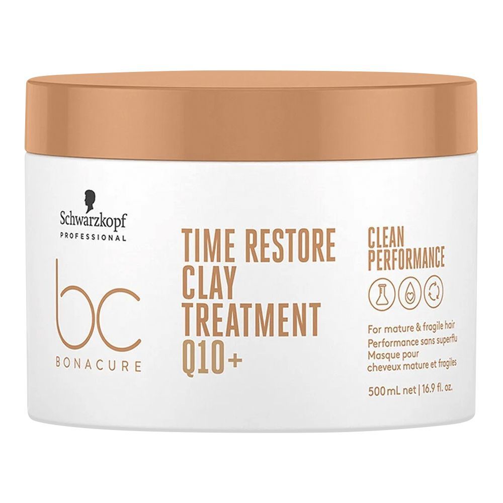 Schwarzkopf BC Bonacure Q10+Time Restore Clay Treatment Masque, For Mature & Fragile Hair, 500ml - Front View