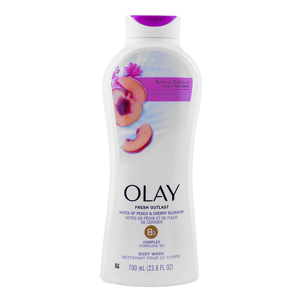 Olay Fresh Outlast Notes Of Peach & Cherry Blossom B3 Complex Body Wash, 700ml - Front View