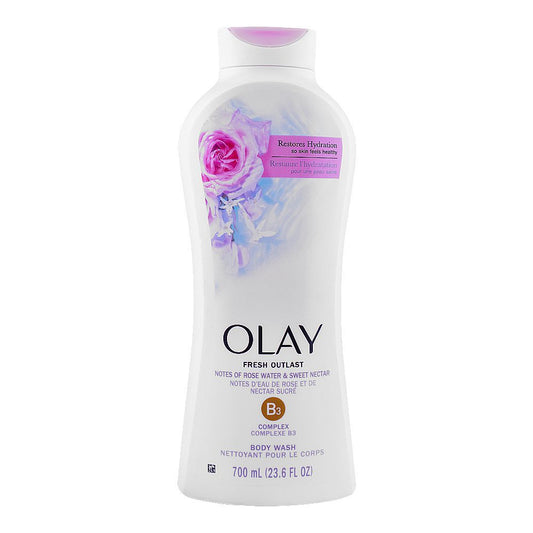 Olay Fresh Outlast Notes Of Rose Water & Sweet Nectar B3 Complex Body Wash, 700ml - Front View