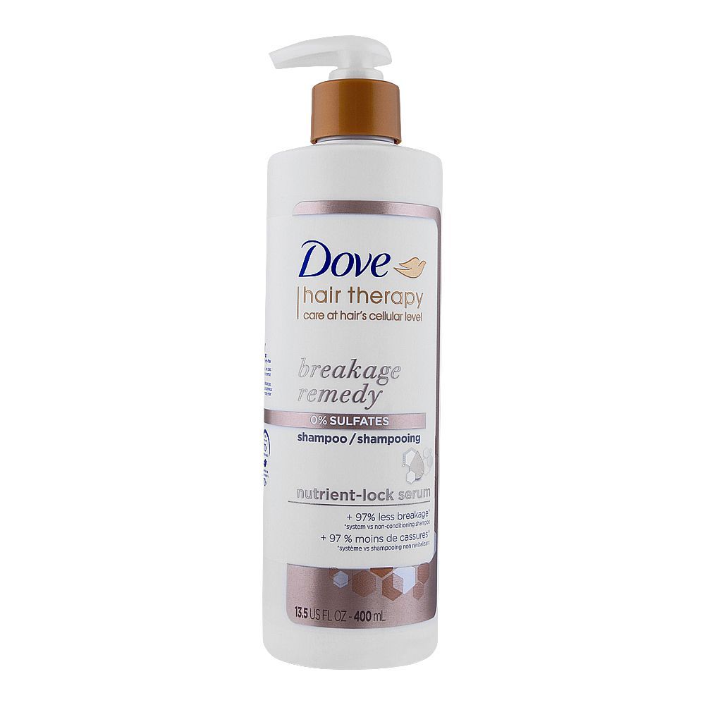 Dove Hair Therapy Breakage Remedy 0% Sulfates Nutrient-Lock Serum Shampoo, 400ml - Front View