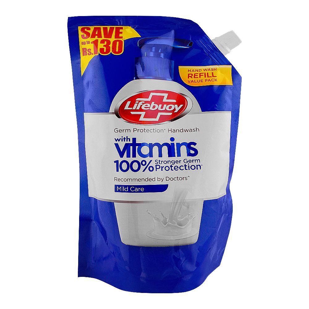 Lifebuoy Mild Care With Vitamin Hand Wash, 400ml Pouch Refill, Save Up To Rs.130/- - Front View
