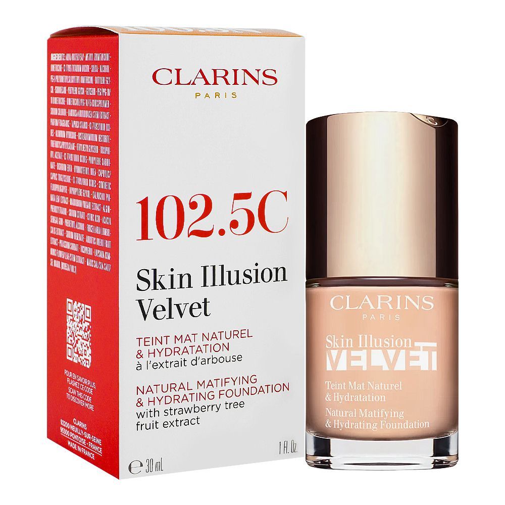 Clarins Paris Skin Illusion Velvet Natural Mattifying & Hydrating Foundation, 102.5C - Front View