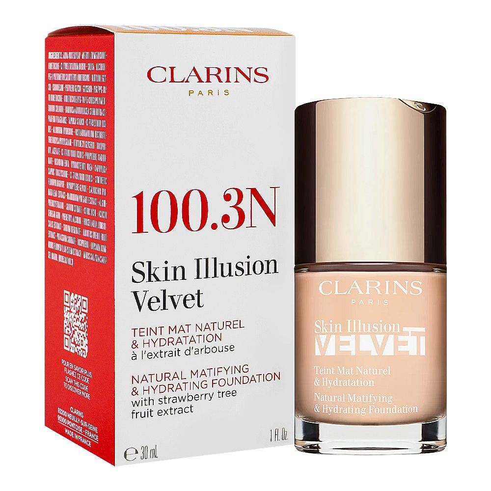 Clarins Paris Skin Illusion Velvet Natural Mattifying & Hydrating Foundation, 100.3N - Front View