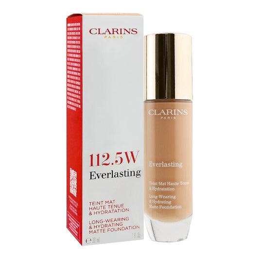 Clarins Paris Everlasting Long-Wearing & Hydrating Matte Foundation, 112.5W Caramel - Front View