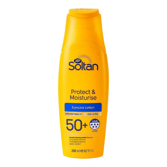 Boots Soltan Protect & Moisturise 50+ Sun Care Lotion, 200ml -  Front View