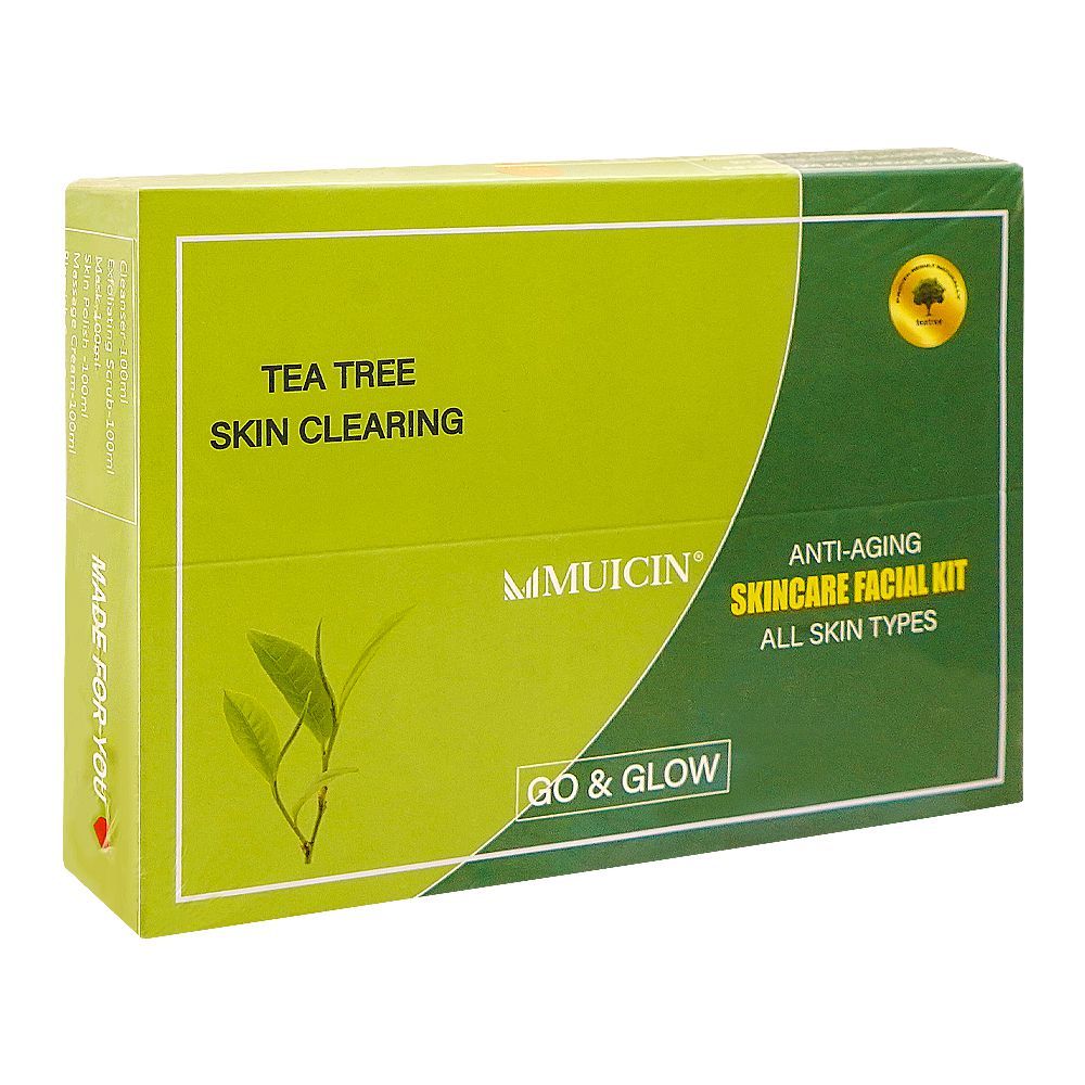 Muicin Tea Tree Skin Clearing Anti-Aging Skin Care Facial Kit, For All Skin Types - Front View