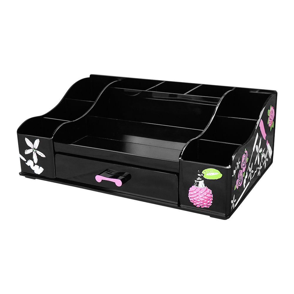 Kaligon Beauty Organizer, 8001-Black - Front View
