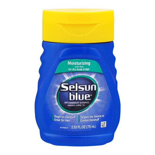 Selsun Blue Moisturizing With Aloe Anti-Dandruff Shampoo, For Dry Scalp & Hair, 75ml - Front View