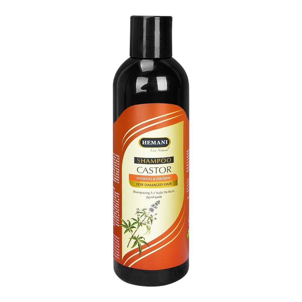 Hemani Castor Shampoo, For Damaged Hair, 350ml - Front View